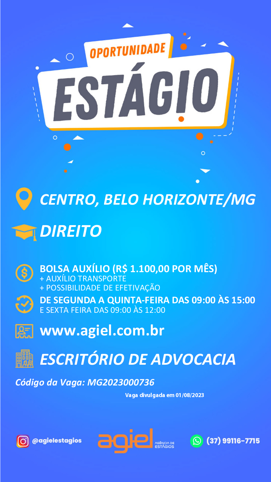 Estágio – Agiel / CRMMG – Graduação em Direito